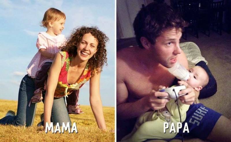 Urnebesne slike koje pokazuju razliku u roditeljstvu između mama i tata