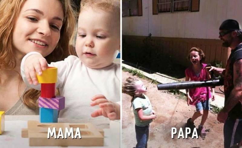 Urnebesne slike koje pokazuju razliku u roditeljstvu između mama i tata