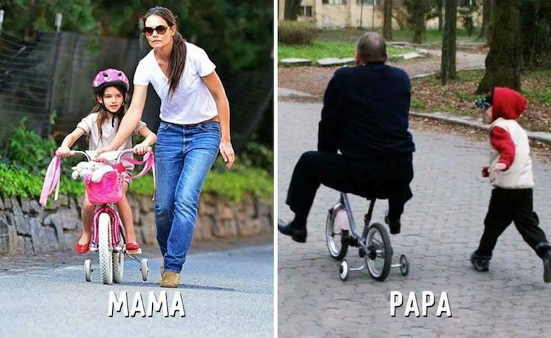 Urnebesne slike koje pokazuju razliku u roditeljstvu između mama i tata