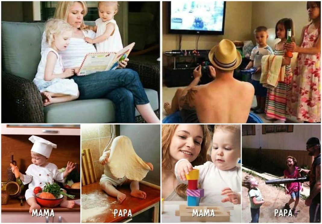 Urnebesne slike razlika u roditeljstvu između mame i tate mamaklik foto.jpg