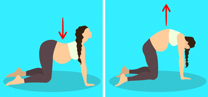 2. Vježbe u trudnoći sa kojim ćete "držati" bebu na pravom mjestu: Mačja i kamilja poza